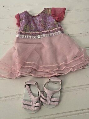 AMERICAN GIRL SPARKLE PINK DRESS DANCE Outfit Doll & Shoes